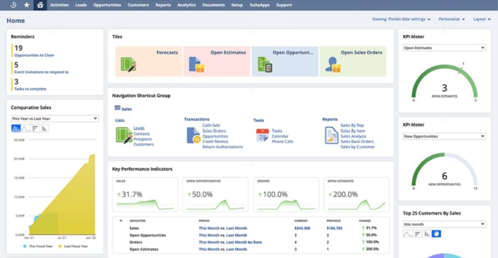 netsuite dashboard